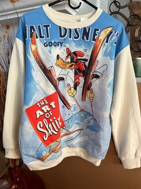 Disney Goofy Ski Graphic Sweatshirt - Blue & Cream
